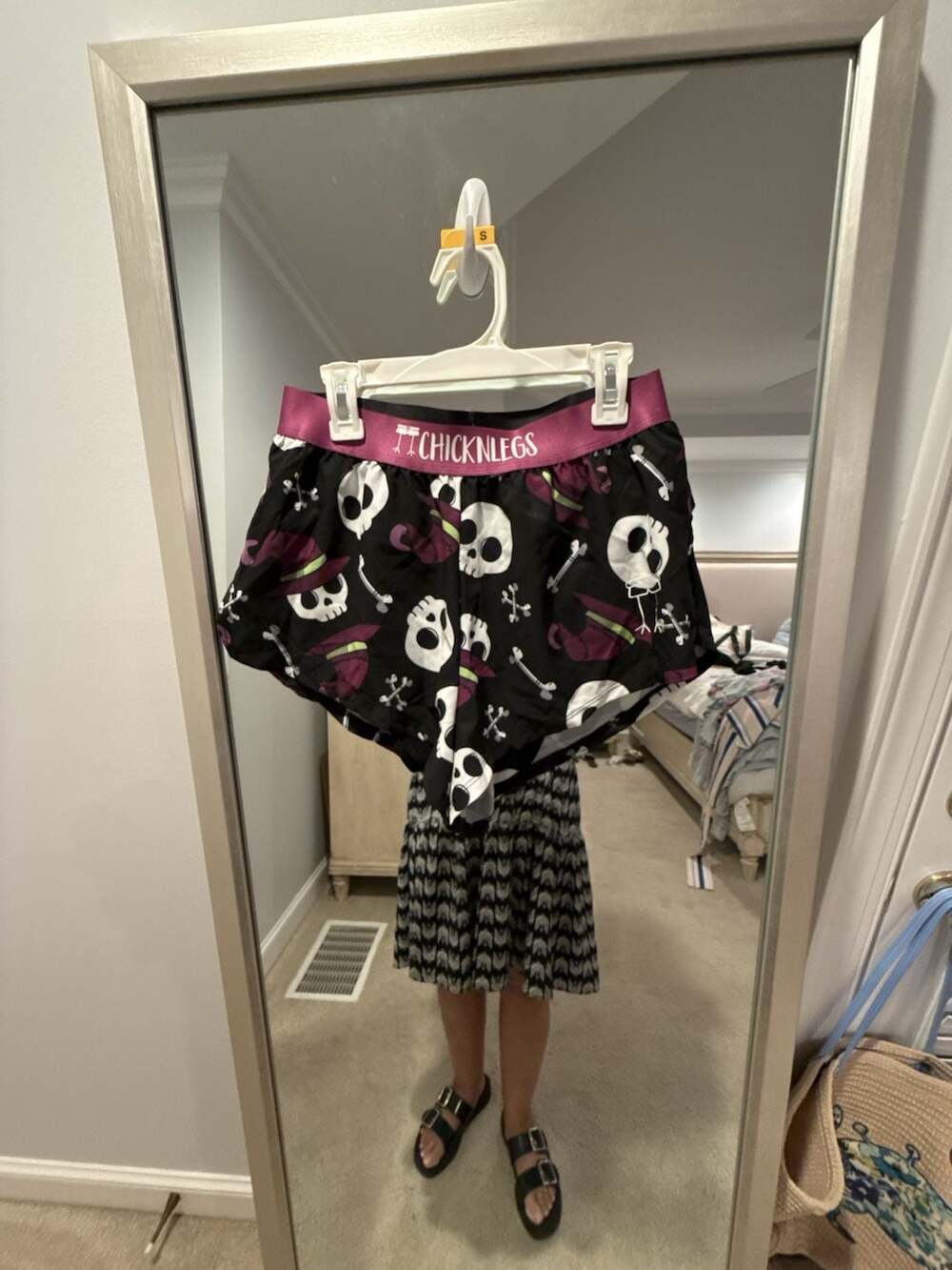 ChicknLegs Men's 2" Split Running Shorts in Skull and Witch Hat Print